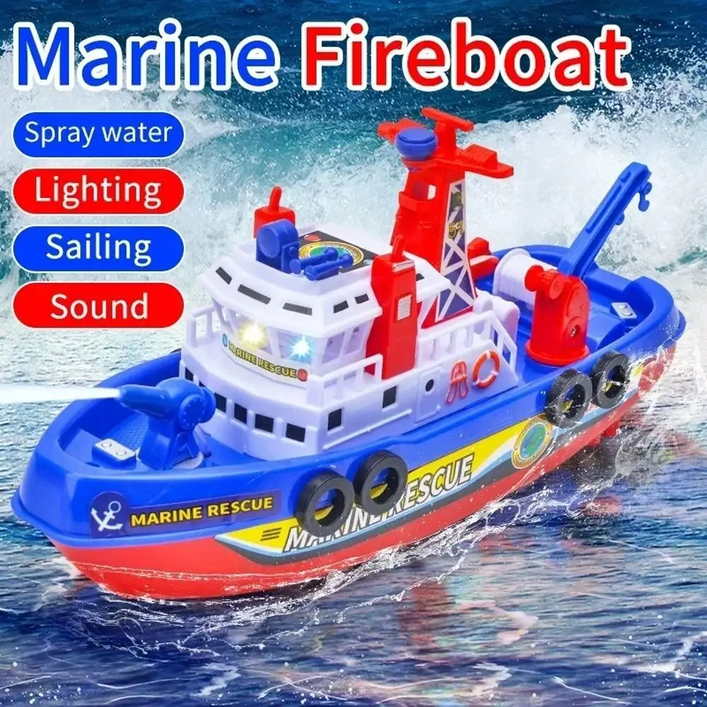 

Shower Toy Spray Water Electric Boat Toy Rescue Boat LED Light Baby Electric Marine Speedboat Fast Speed Baby Bath Toys Kids Toy