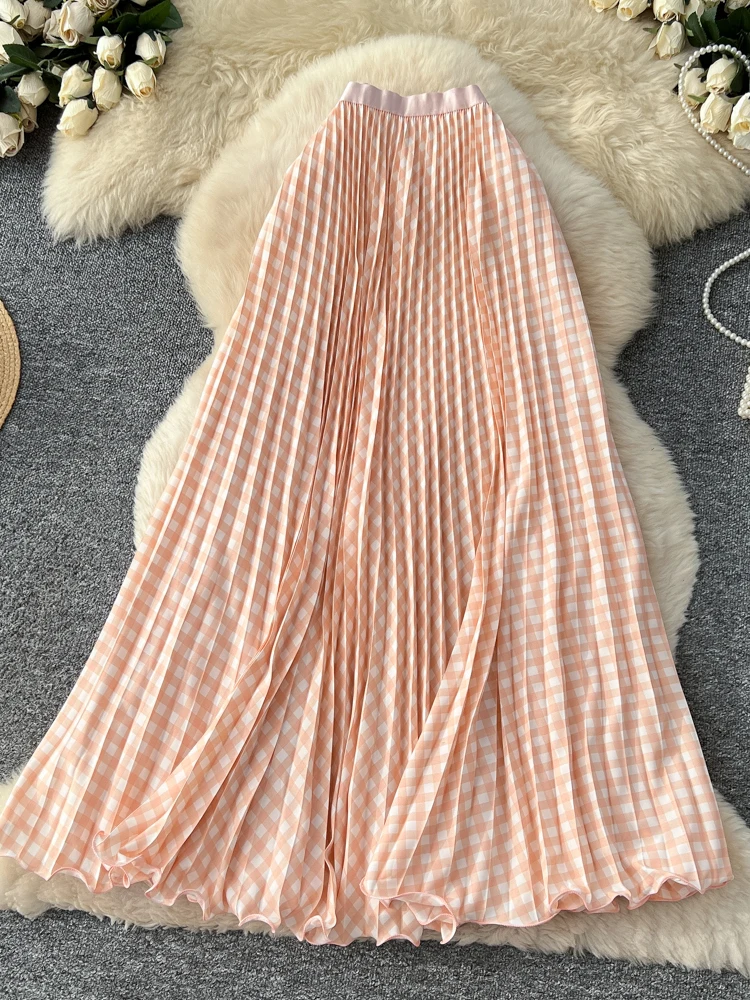 2025年新作 チェック柄 パッチワーク Aラインスカート レディース ハイウエスト 細見え ガウン 通勤 チェック柄スカート 韓国風 スタイリッシュ 通勤