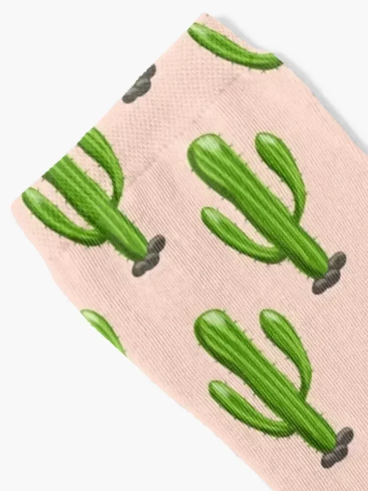 Hand drawn saguaro cactus vector seamless pattern Socks retro happy Mens Socks Women's