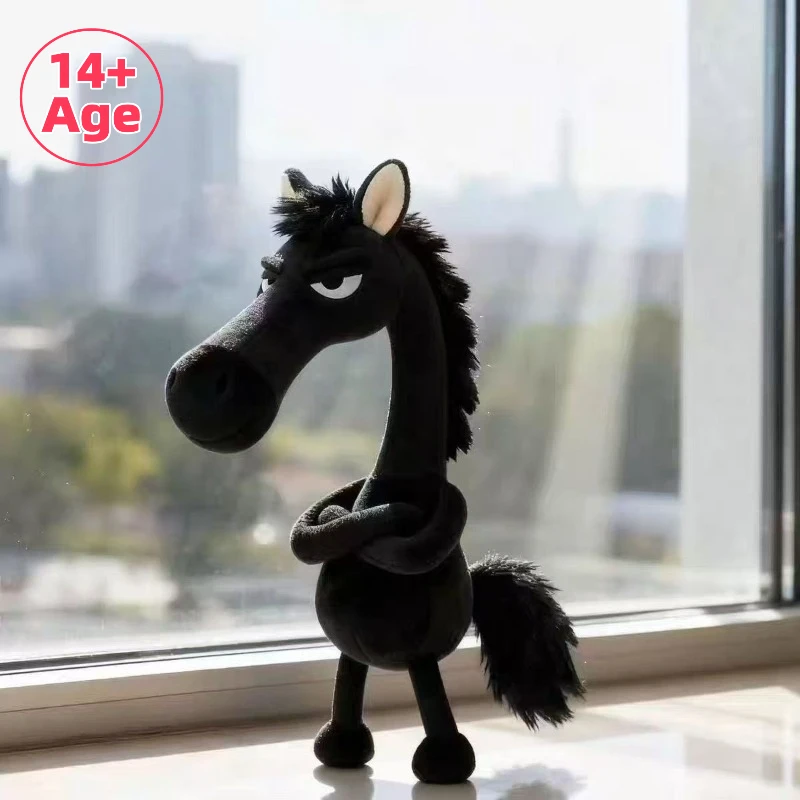 Mascota de caballo de la suerte de Año Nuevo 2026, bolso de caballo negro de alta gama y corazón frío, bolso de adorno colgante, accesorio de regalo, juguete de peluche