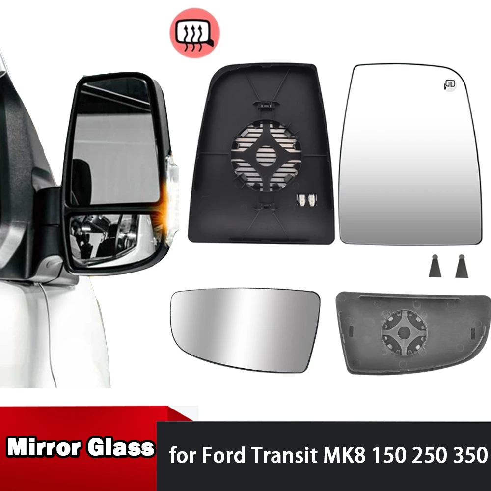 Espejo retrovisor de cristal para puerta lateral calefactable, lente para Ford Transit MK8 150 250 350 2015 2016 2017 2018 2019 izquierda/derecha