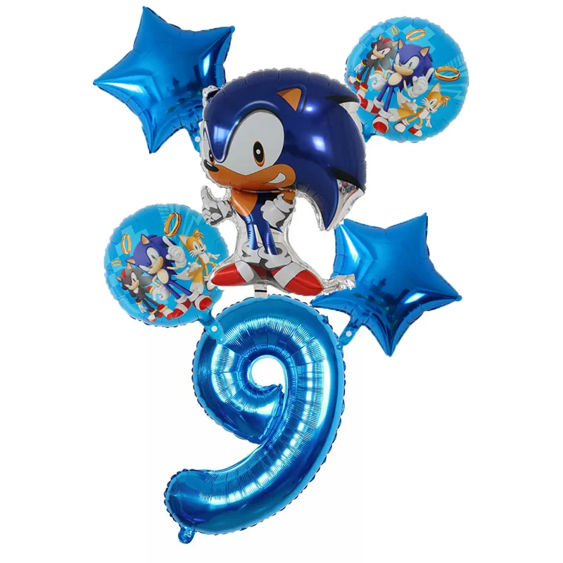 Anime Sonices Kindergeburtstag Digital Ballon Cartoon Digital Ballon Geburtstag Party Ballon Banner Dekoration Set