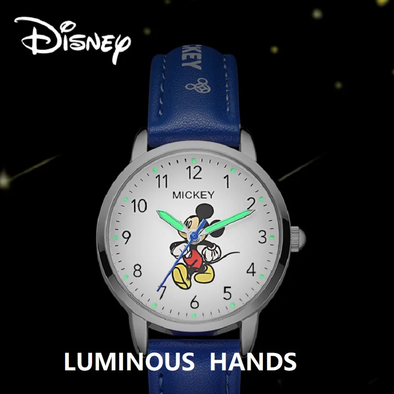 Disney-Reloj de pulsera de Mickey y Minnie Mouse para niños, cronógrafo de cuarzo con dibujos animados, resistente al agua, para estudiantes