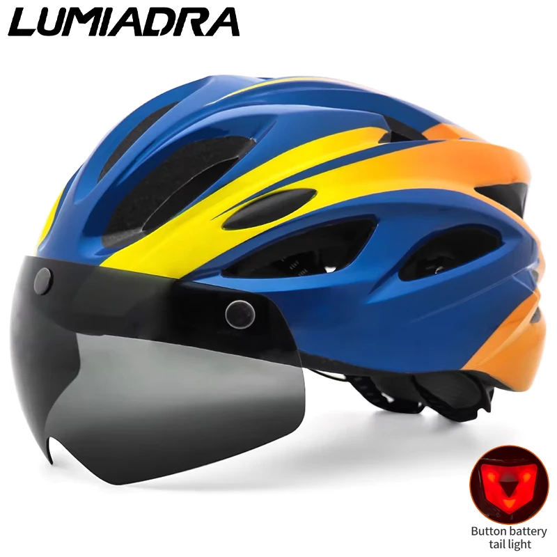 

Lumiadra Taillights Bicycle Helmets with Magnetic Goggles Integrally Molded Breathable Cycling Helmet Adult Road MTB Bike Helmet