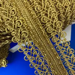 1 Yard 4.2cm Gold Lace Trim Ribbon Gold Thread Webbing Ethnic Style Clothing Embroidery Sequin Fabric Jacquard Accessories New