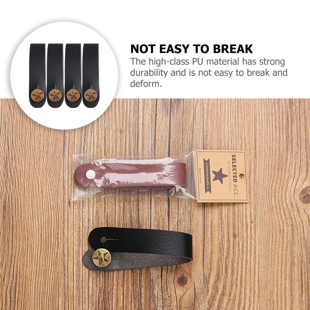 

4pcs Guitar Headstock Strap Durable PU Material Practical Electronic Guitar Accessories Portable Neck Straps Tie
