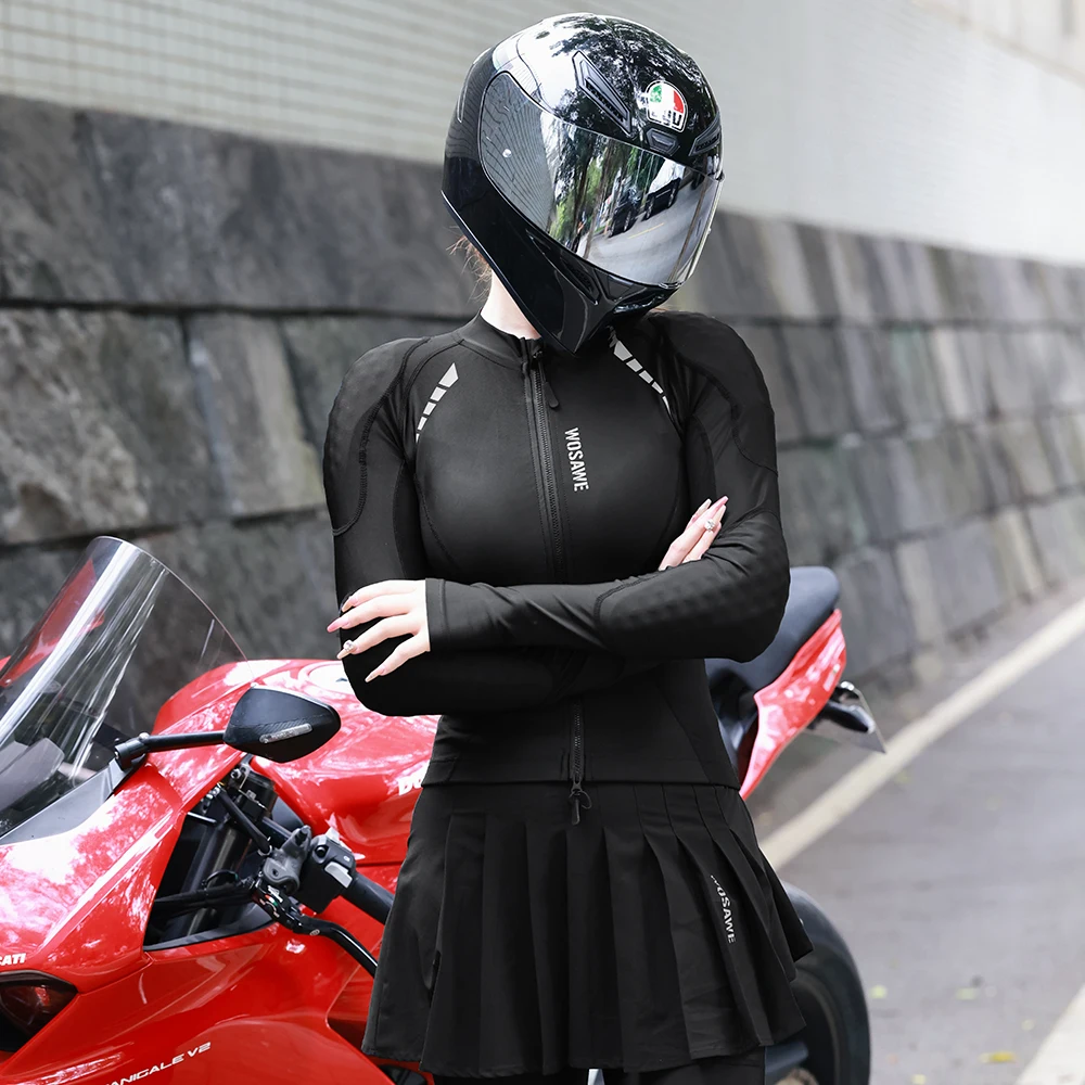 WOSAWE Women Motorcycle Soft Armor Full Body Summer Motorbike Skiing Protective Jacket Lady Motocross Racing Undershirt CE