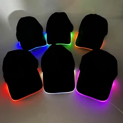 Fluorescent LED Fiber Optic Hat Neon Glowing Baseball Cap Dance Bar Party Supplies Hiphop Rap Hat Club Props Costume
