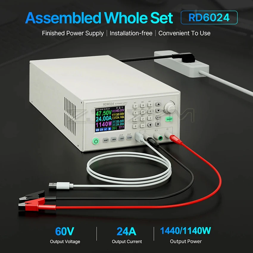 Imagem -03 - Conjunto Montado Controle Digital ca Estabilizada para cc Tensão Ajustável Regulador de Fonte de Alimentação de Laboratório 60v 24 a 1140w 1440w Rd6024