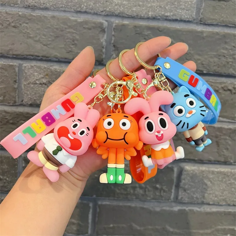 Cartoon Cute The Amazing World of Gumball Toys Keycahin Car Key Ring Cartoon Sweet Pink Angel Doll Backpack Pendant Ornaments