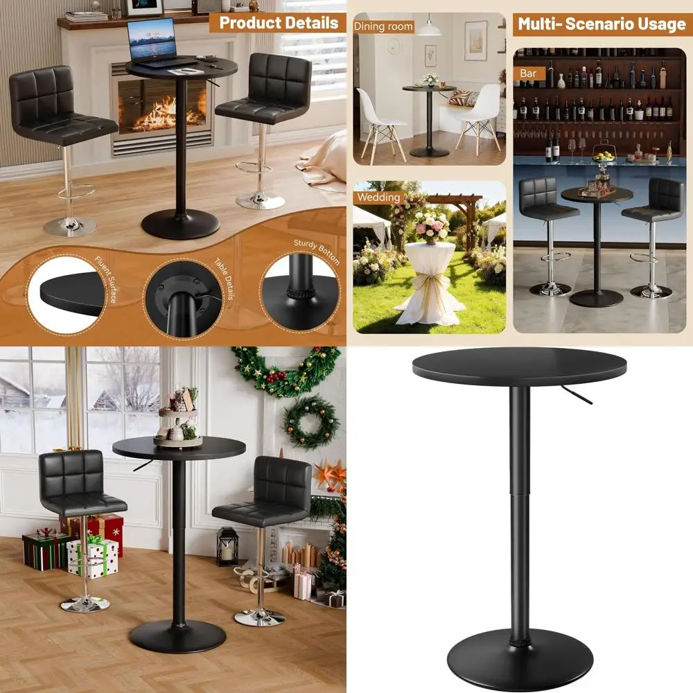 

Регулируемый на 360° ° Вращающийся барный стол, высота 23,6 дюйма, металлическое основание, идеально подходит для пабов, столовых, вечеринок - черный