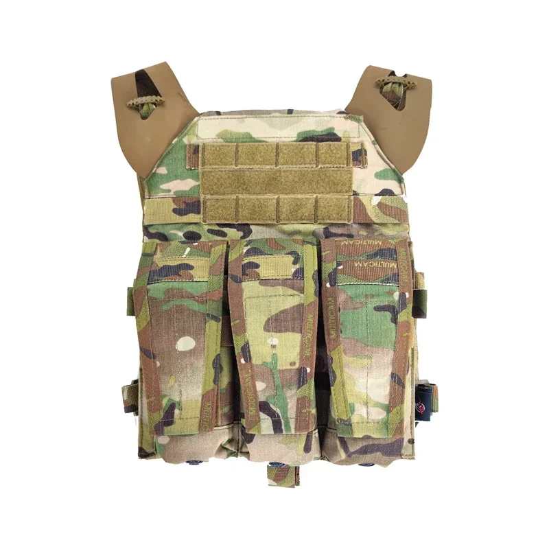 Tactical M4 Triple Magazine Pouch Airsoft Multicam Mag Pouch CP AVS JPC Vest Molle Front Panel Expansion Bag Gear view 6