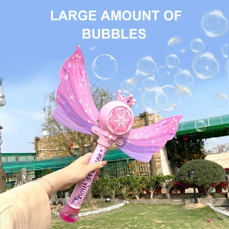 Princess Bubble Wands with Light Up & Music for Kids Girls Automatic Bubble Machine Makers Outdoor Party Birthday Bubbles Toys
