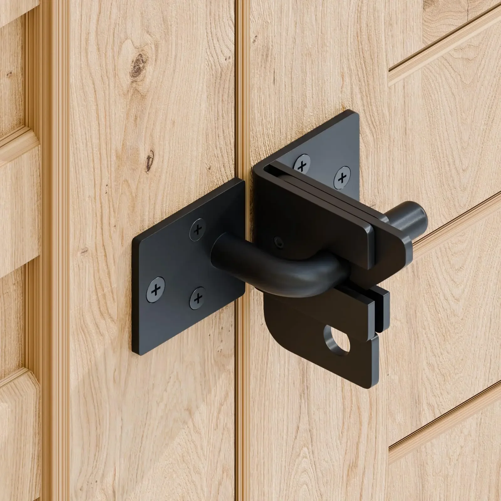 Automatic Gate Latch for Wooden Fence,Self Locking Gate Lock, Gravity Lever for Wood Fence Gate,Door Latches,Black