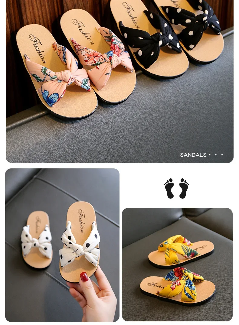 Bohemian Style Girls' Sandals and Children's Slippers Sponge Comfortable Soft Casual Printed Cloth Slippers kids shoes