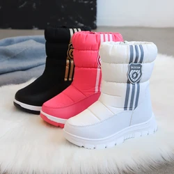 Inverno quente pele tornozelo botas crianças preto peludo sapatos meninas antiderrapante à prova dwaterproof água crianças calçados criança nova moda botas de neve rosa