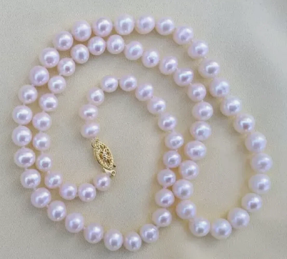 

Beautiful AAAAA+8-9mm white Akoya pearl necklace with 14k gold buckle 18 "20"20in 24in 26in 28in 30inin