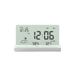 Creative Clear Digital Clock with Base Transparent Large Screen Temp/Humidity/Date Display Electronic Alarm Clock Desktop Clocks