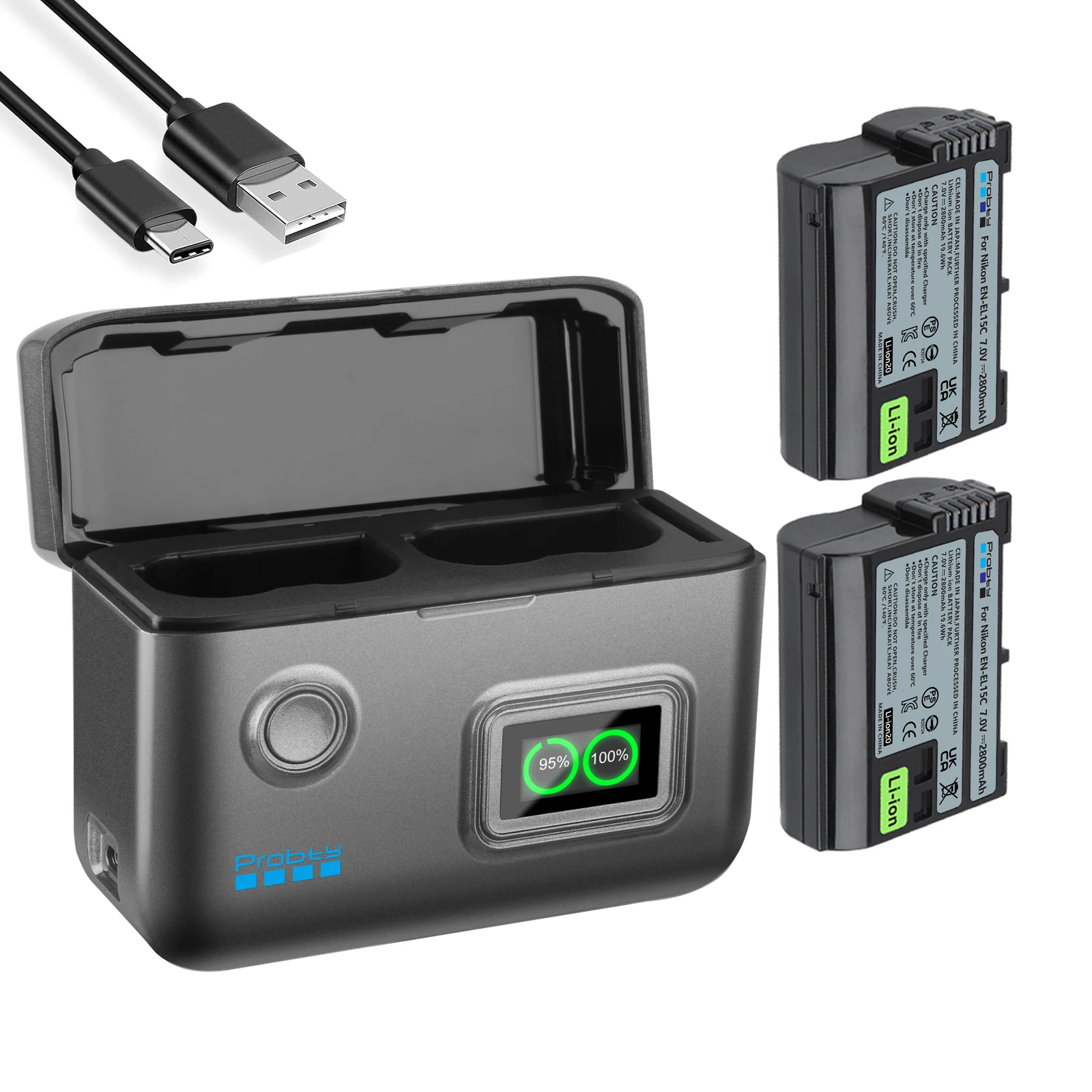 Batterie Rechargeable EN-EL15c et chargeur rapide à 2 emplacements 15W, pour Nikon Z8 ZR Z7II ZF Z6III Z7 Z6II Z6 D850 D810A D7500 D750 D7200