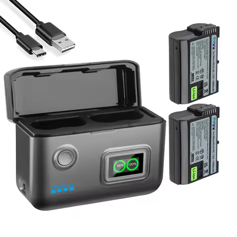 EN-EL15c Rechargeable Battery And 15W Fast 2-Slot Charger For Nikon Z8 ZR Z7II ZF Z6III Z7 Z6II Z6 D850 D810A D7500 D750 D7200