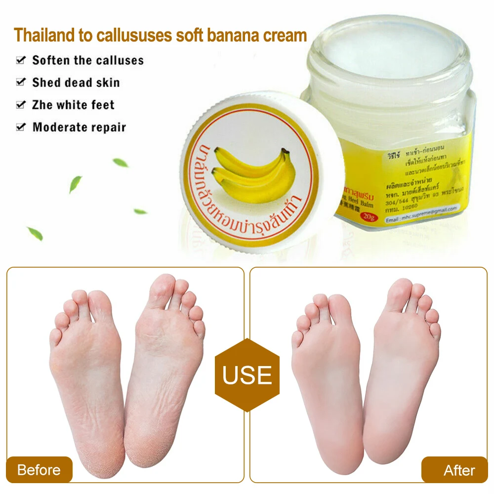 20g, Foot Crack Repair Balm Cream Natural Banana Peel Extract Skin Crack Repair Balm Moisturizing Cracked Heeling Skin Repair