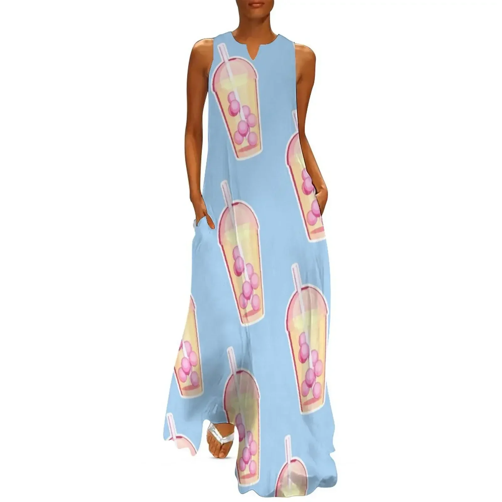 

Bubble Tea Pink Long Dress women's summer jumpsuit summer dresses dresses for womens long dresses for women Dress