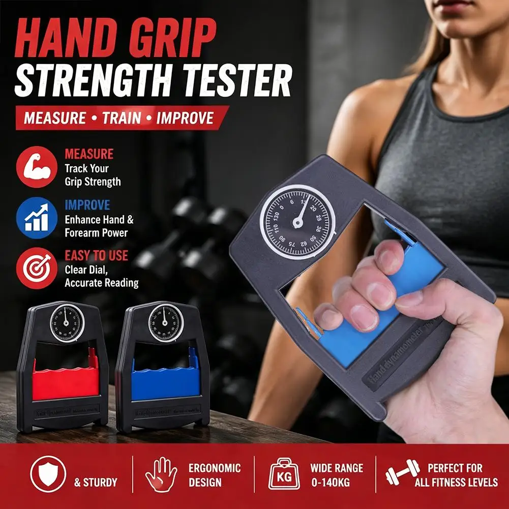 Hand Dynamometer 130kg 286lbs Grip Strength Tester Mechanical Dial Hand Gripper Power Measurer For Fitness Rehab Training