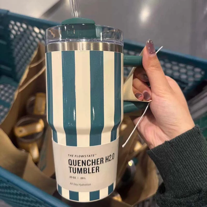 

20Oz 580Ml Thermal Water Bottle Handle Straw Drinkware Hot Cold Stainless Steel Thermo Portable Car Coffee Cups Thermal Mug Gift