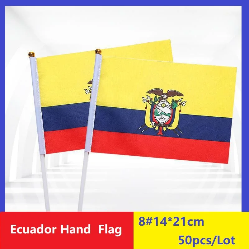 Ecuador National Flag 14x21cm - Bulk Pack of 50pcs for Office Activities Parades Festivals Home Decor
