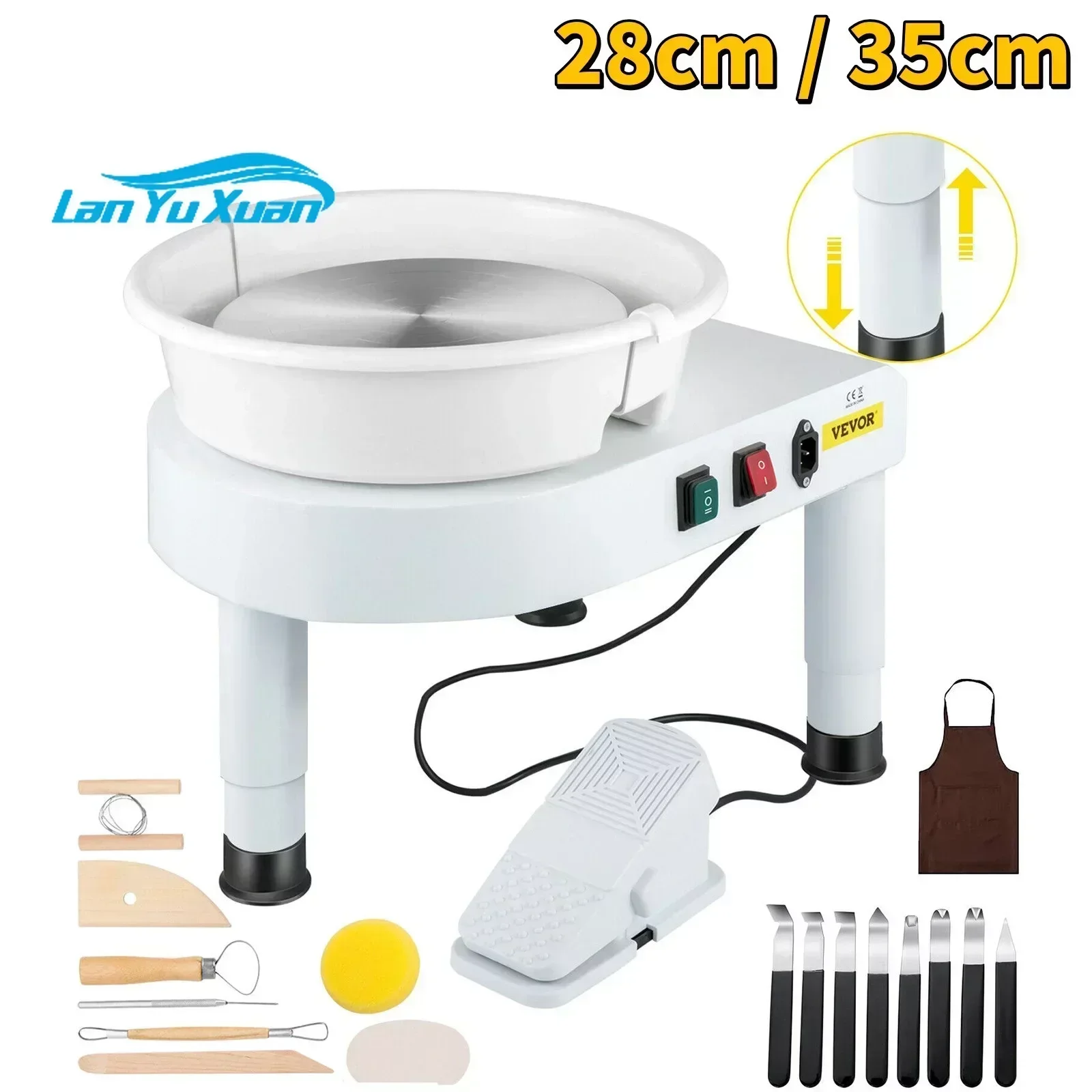 Electric Pottery Wheel Machine 28CM 35CM Foot Pedal W/ Shaping Tools for School Ceramic Clay Working Forming DIY Art Craft