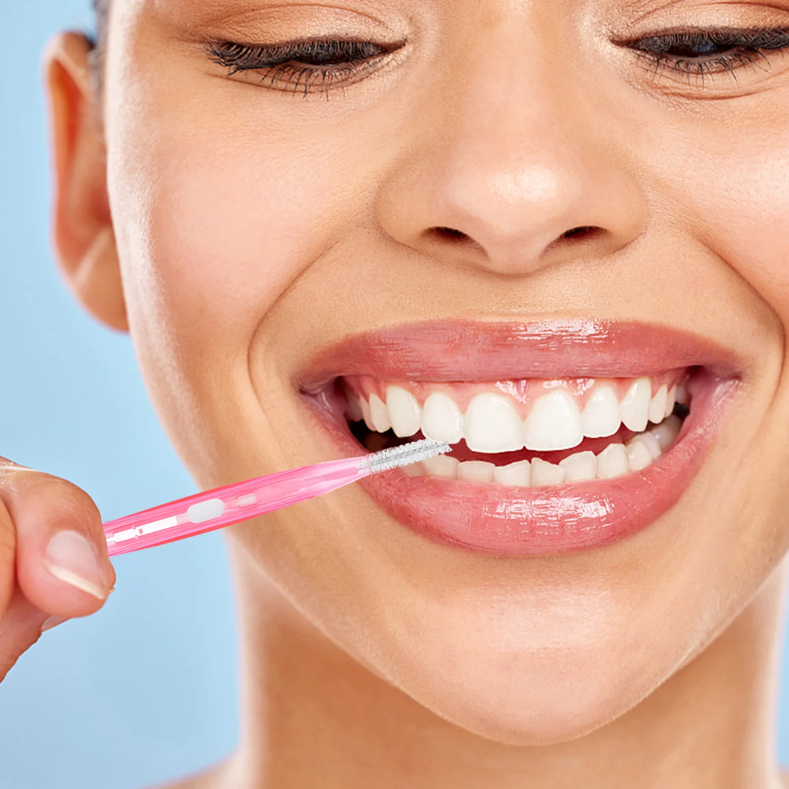 30 قطعة فرشاة بين الأسنان 0.6 مللي متر الوردي قابل للسحب ل الأقواس يزراعة الجسور التيجان تنظيف أداة الأسنان الخيط فرشاة العناية بالفم #5