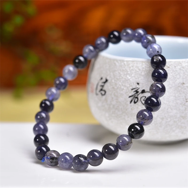 6MM Natural Iolite Bracelet Charms Handmade High Quality Crystal Healing Reiki Fashion Jewelry Gift 1PCS