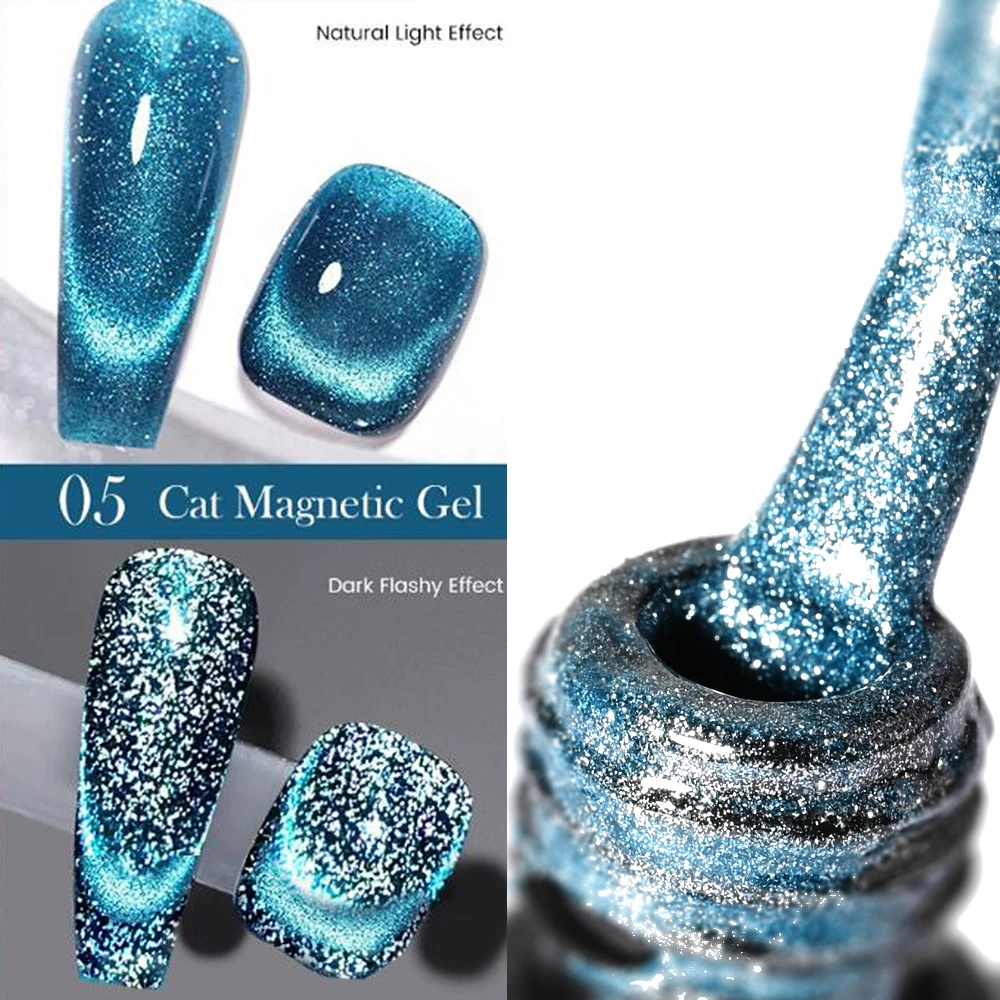 8ML Silver Reflective Cat Magnetic Gel Nail Polish Sparkling Cat' Eye Semi Permanent Soak Off Gel Polish UV LED Manicure Varnish