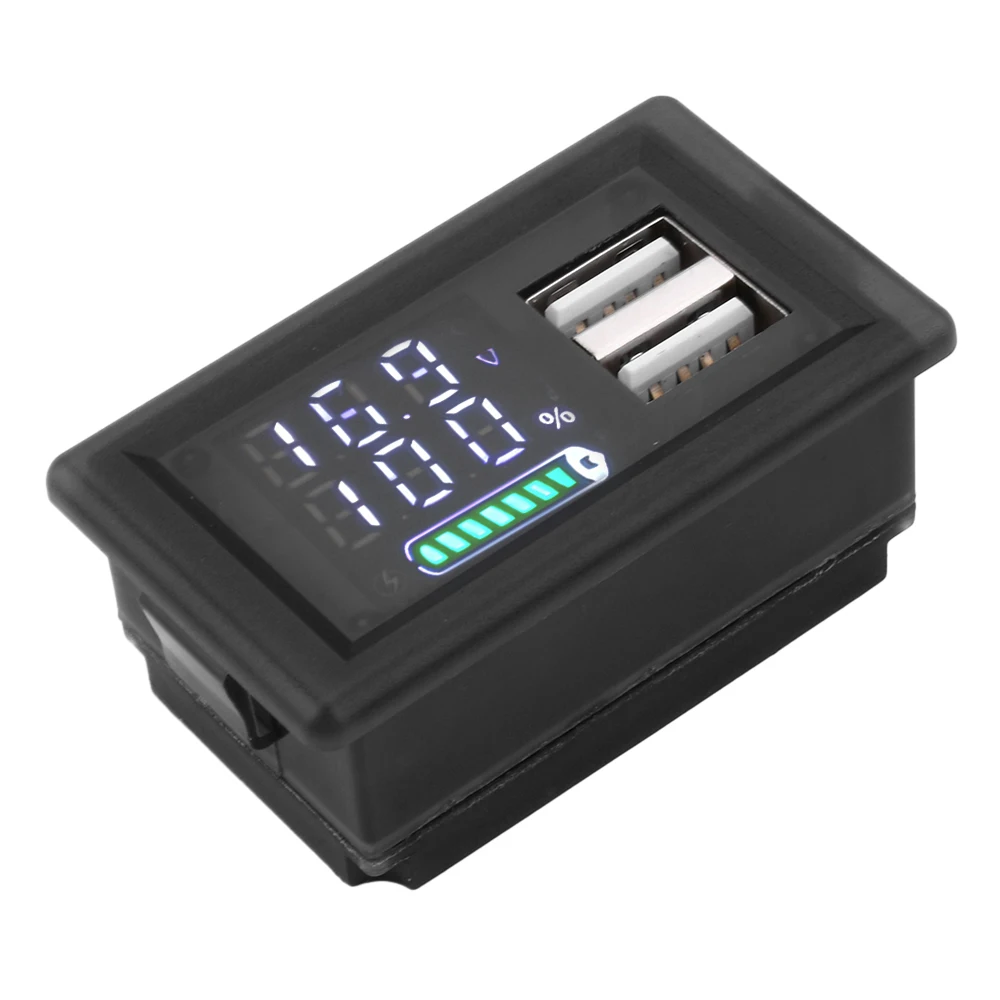 DC 9-24V Doppio USB Caricabatteria Indicatore di livello Tester di capacità della batteria al litio Display a LED Tester Voltmetro Rilevatore