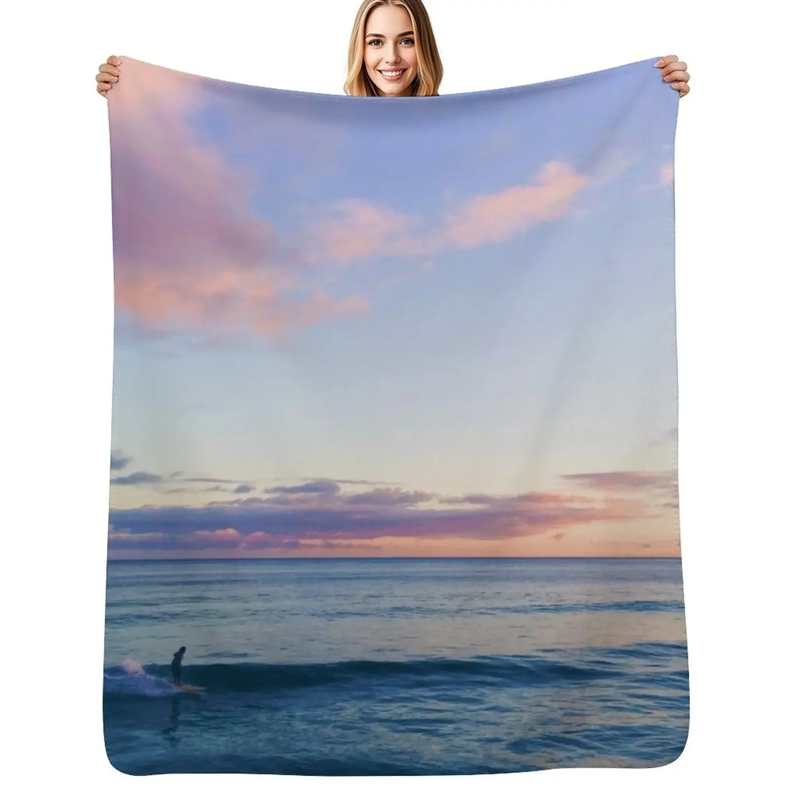 

Surfin in a Pastel Dream - Honolulu, Hawaii Throw Blanket Soft Beds Luxury St Plaid Weighted Blanket