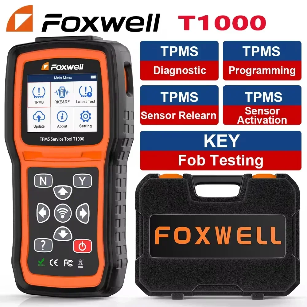 New Foxwell T1000 FOB Tire Pressure Detector Auto Tester TPMS Sensors Programming Activate Check RF Key Tire Sensor Key Tester +