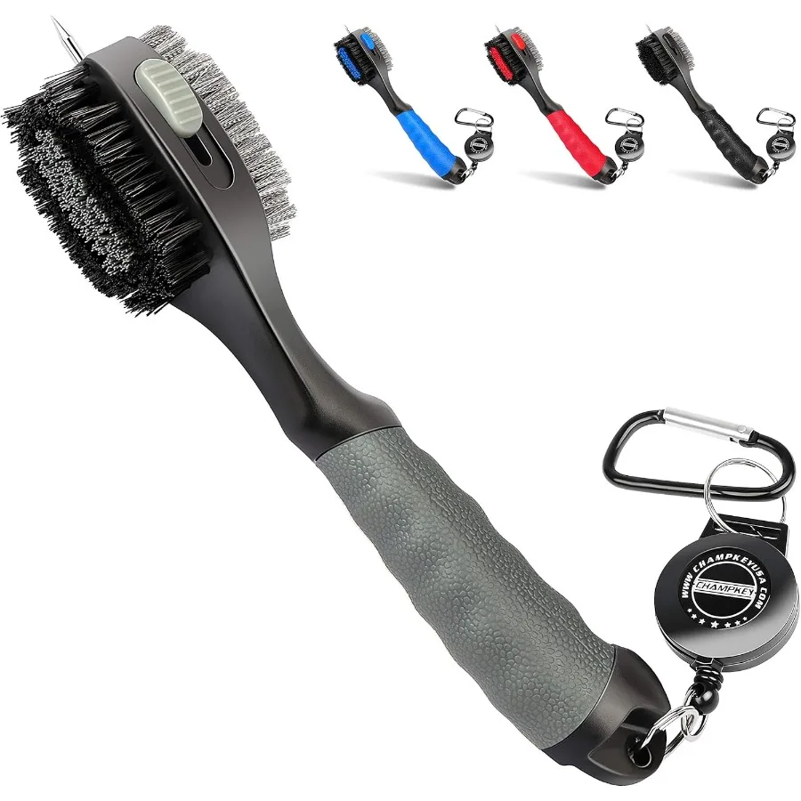 

Champkey PRO Retractable Golf Club Brush Oversized Brush with Soft Rubber Hand Grip Retractable Groove Cleaner Golf Brush