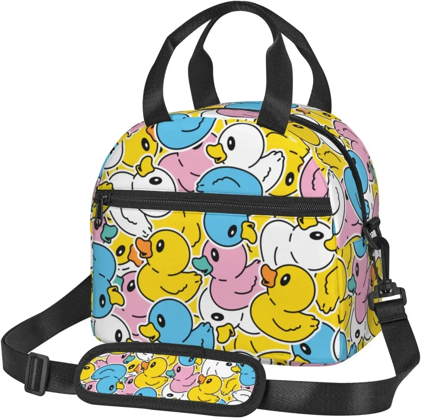 

Colorful Rubber Ducks Lunch Bag Cute Reusable Insulated Lunch Tote Bag Lunchbox Container With Adjustable Shoulder Strap
