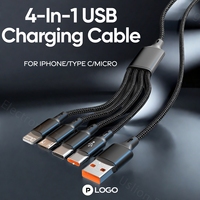 4-In-1 5A USB Fast Charging Cable Type C Micro Cord For Camera  Mp3 Mobile Phone Earphone iPhone 15 16 Pro Max Xiaomi 14 Oneplus