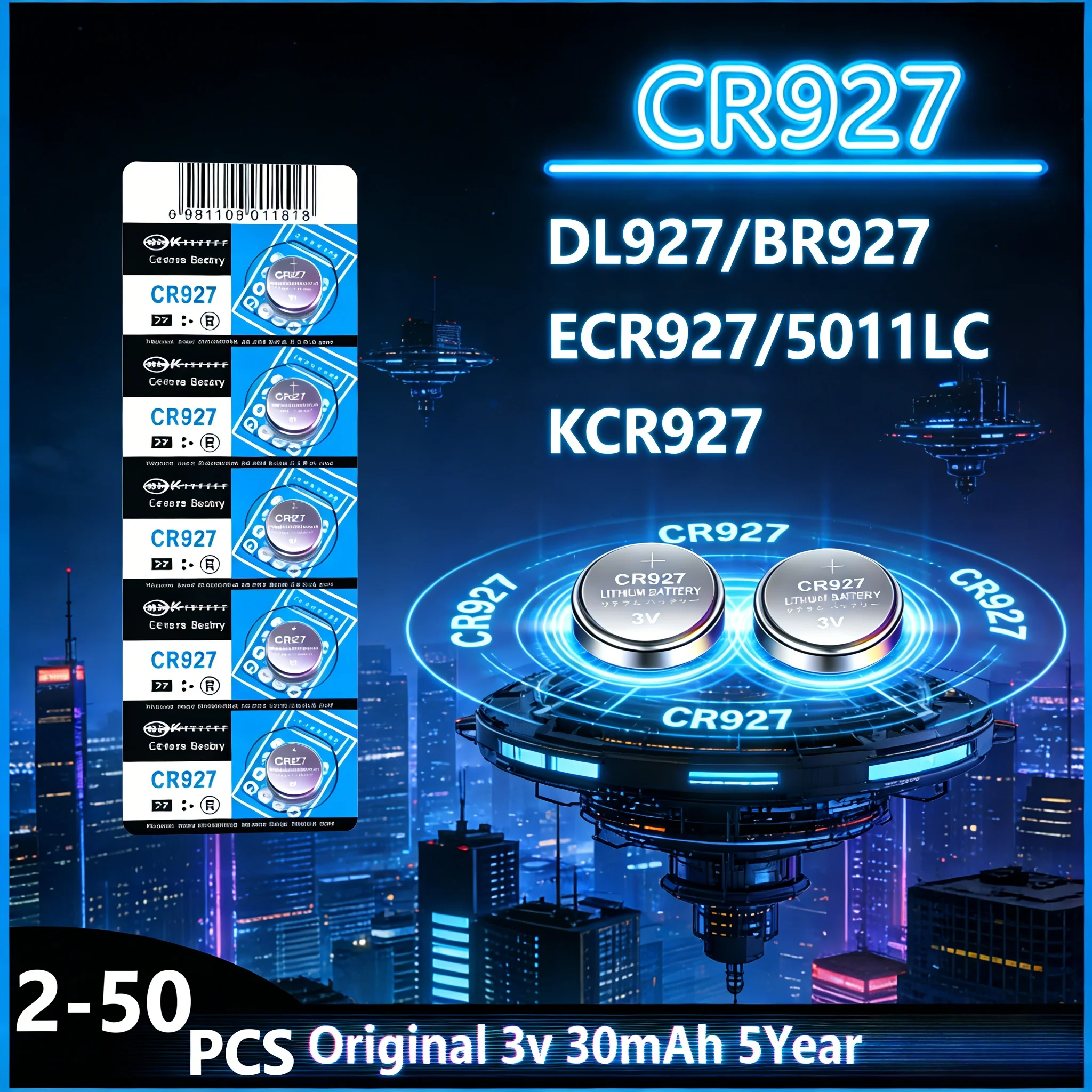 

2-50 шт. литиевые батарейки CR927 3V (DL927, BR927, LM927, ECR927) для часов, автомобильных пультов, электронных игрушек, кнопочные батарейки