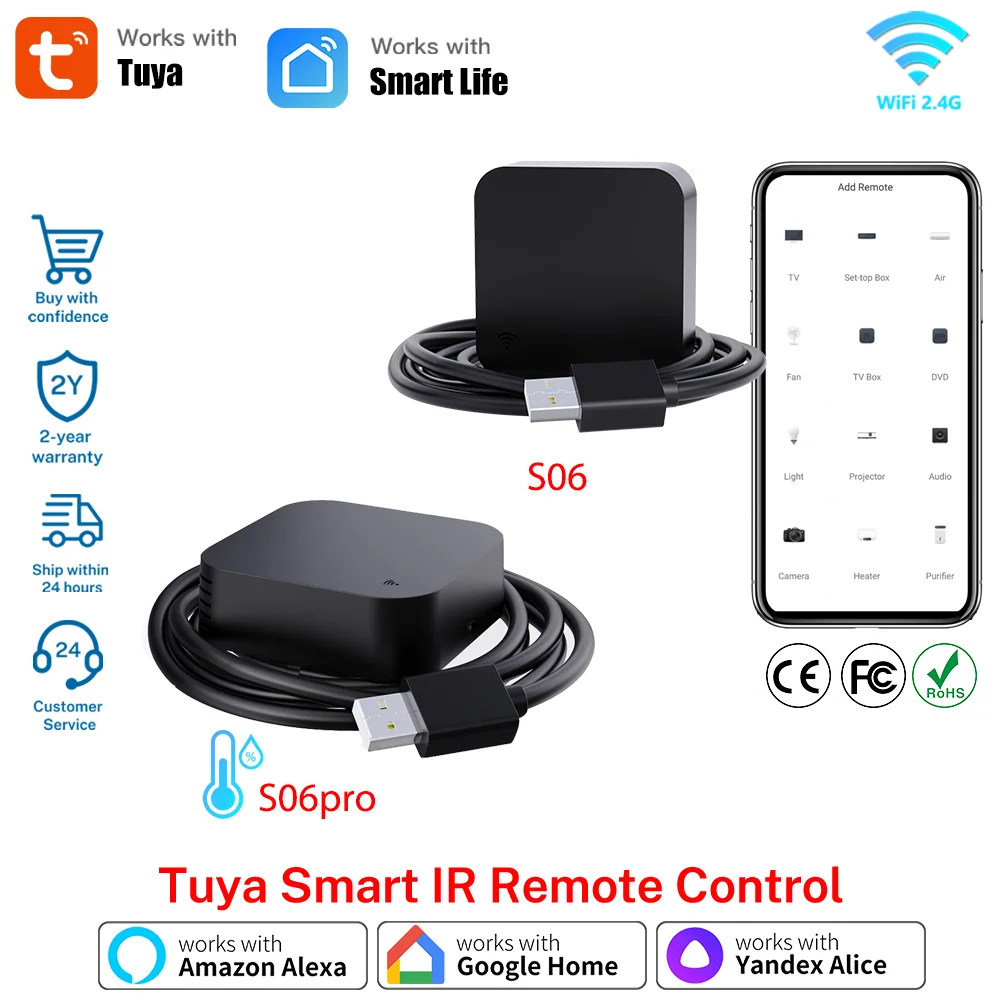 Tuya WiFi IR Remote Control with Temperature Humidity Sensor 433 Mhz for Air Conditioner TV Works with Google Home Alexa #1