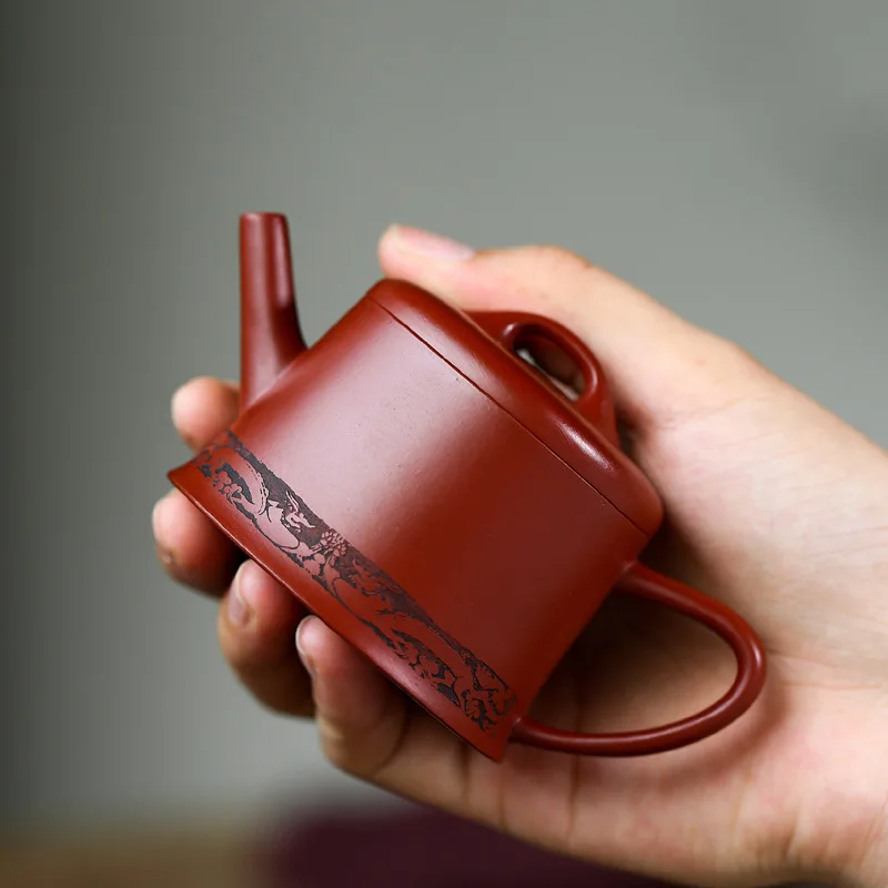 Exquisite 80cc bucket tea small capacity teapot, all handmade Yixing small red mud kung fu teapot Hanfeng well bar pot