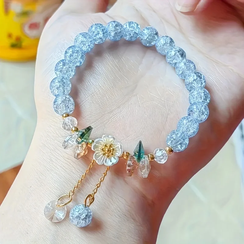 Vedawas 3pcs/set Bohemian Handmade Colorful Beaded Flower Bracelet Vintage Set,Elegant Holiday Daily Resin Women Accessories