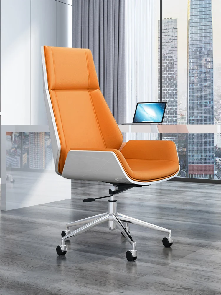 Computer chair owner high-end cowhide high back reclining large class chair, conference swivel chair, office chair