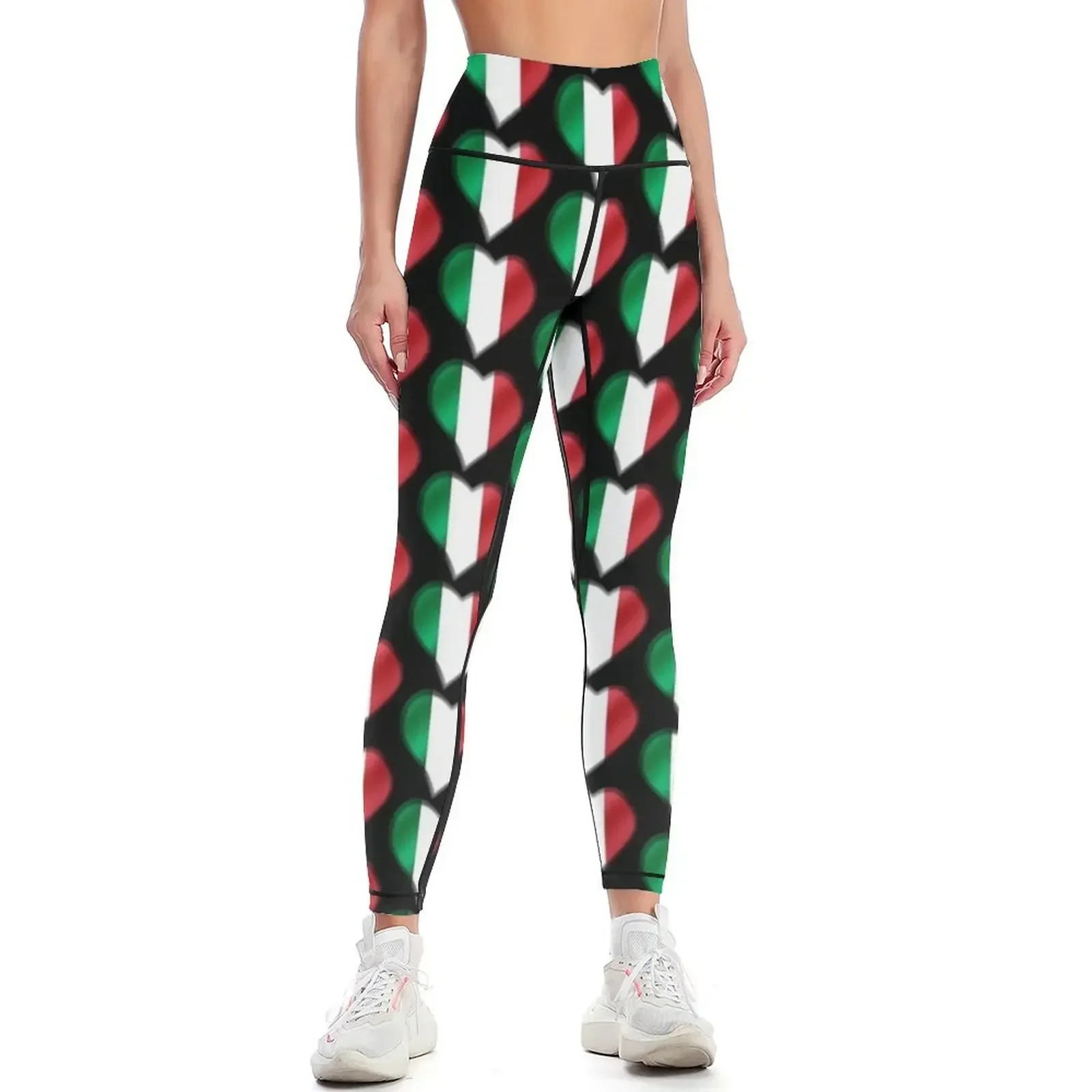 

Italian Flag - Italy - Heart Leggings Sports pants woman Women's fitness jogging pants Fitness's gym clothes Womens Leggings