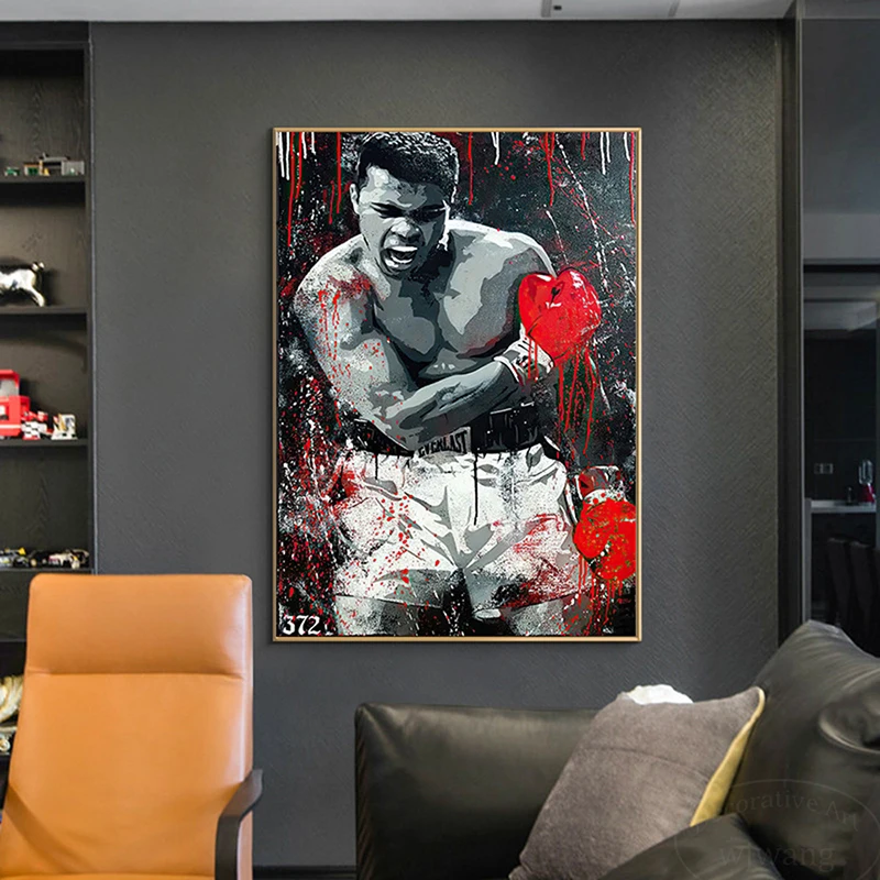 

Boxer Posters and Prints Abstract Wall Art Canvas Painting Boxers Portrait Wall Picture Mural For Living Room Home Decor