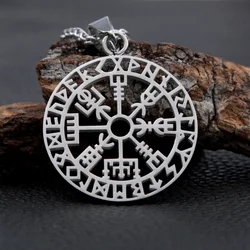 Classic Vegvisir Viking Compass Necklace Pendant Stainless Steel Odin Norse Viking Rune Neclace For Men Fashion Amulet Jewelry