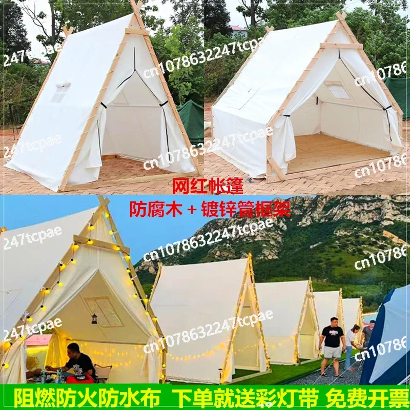 Internet celebrity tent outdoor camp B & B catering BBQ triangle room tent outdoor rooftop rainproof outdoor tent