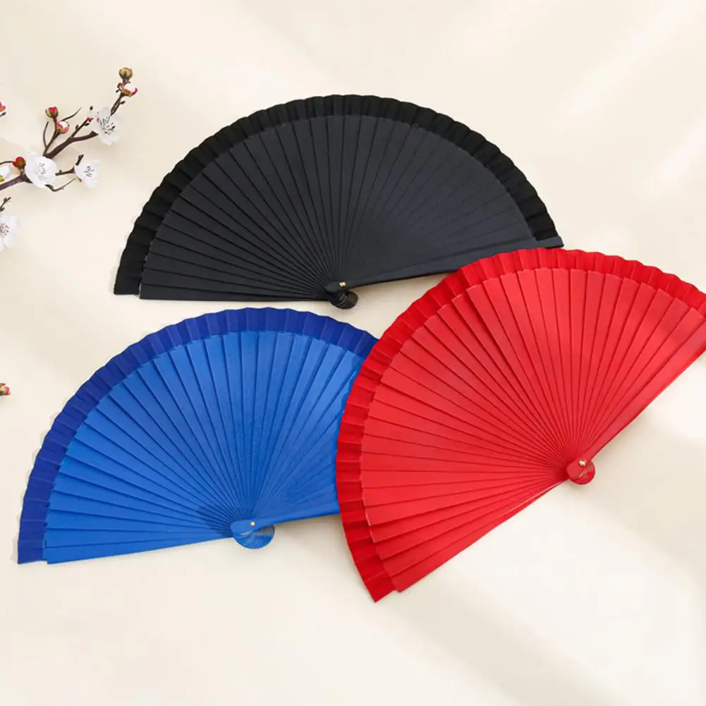 Folding Fan Smooth Opening/Closing Plain Classical Art Texture Stage Performance Decoration Dance Retro Hand Room Decor Cooling