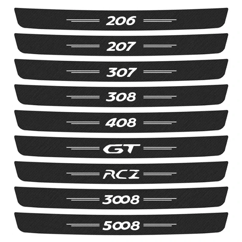 For 206 207 307 308 408 GT RCZ 5008 3008 Car Trunk Bumper Protective Strips Door Sill Threshold Sticker Accessories